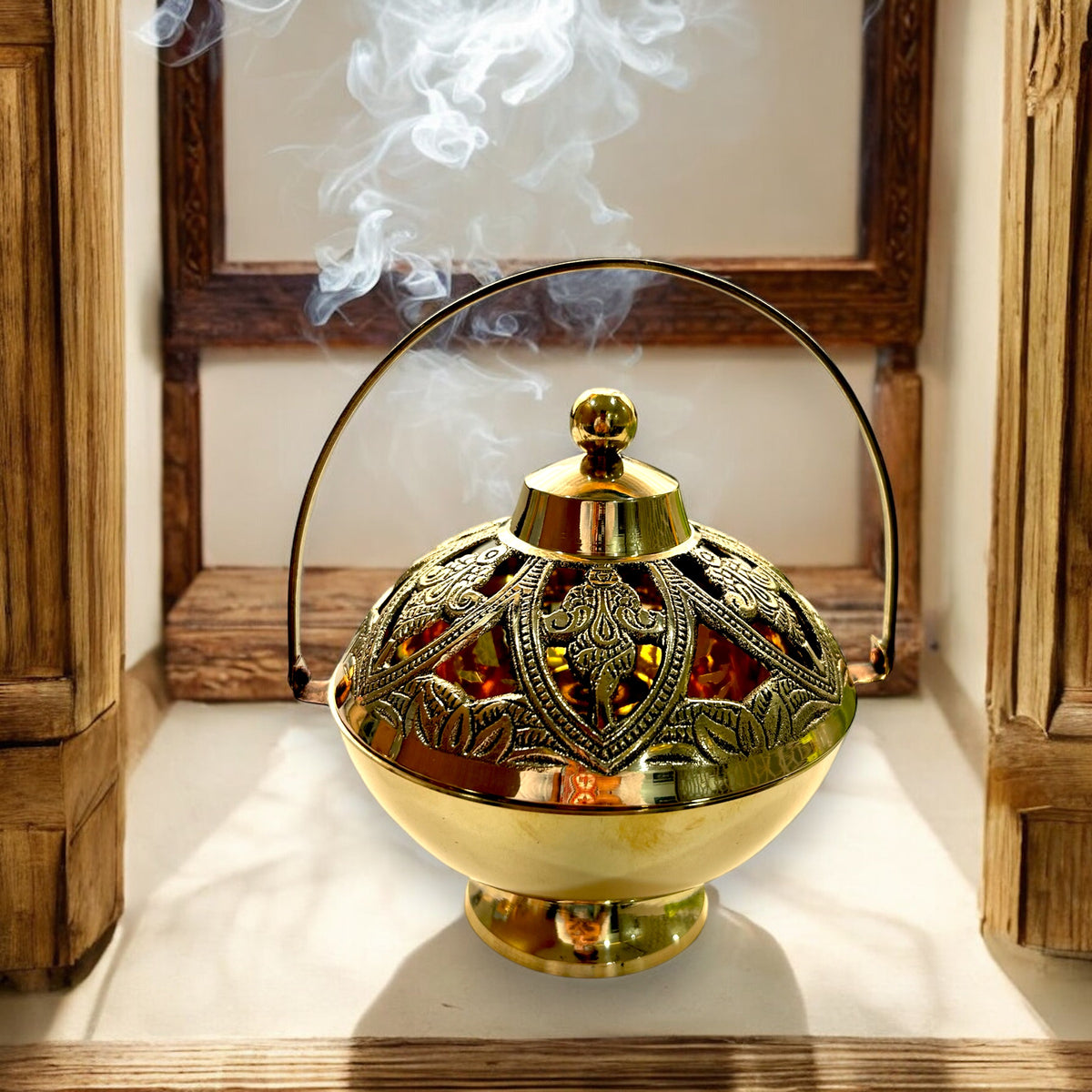 Ornate Brass Hanging Incense Burner