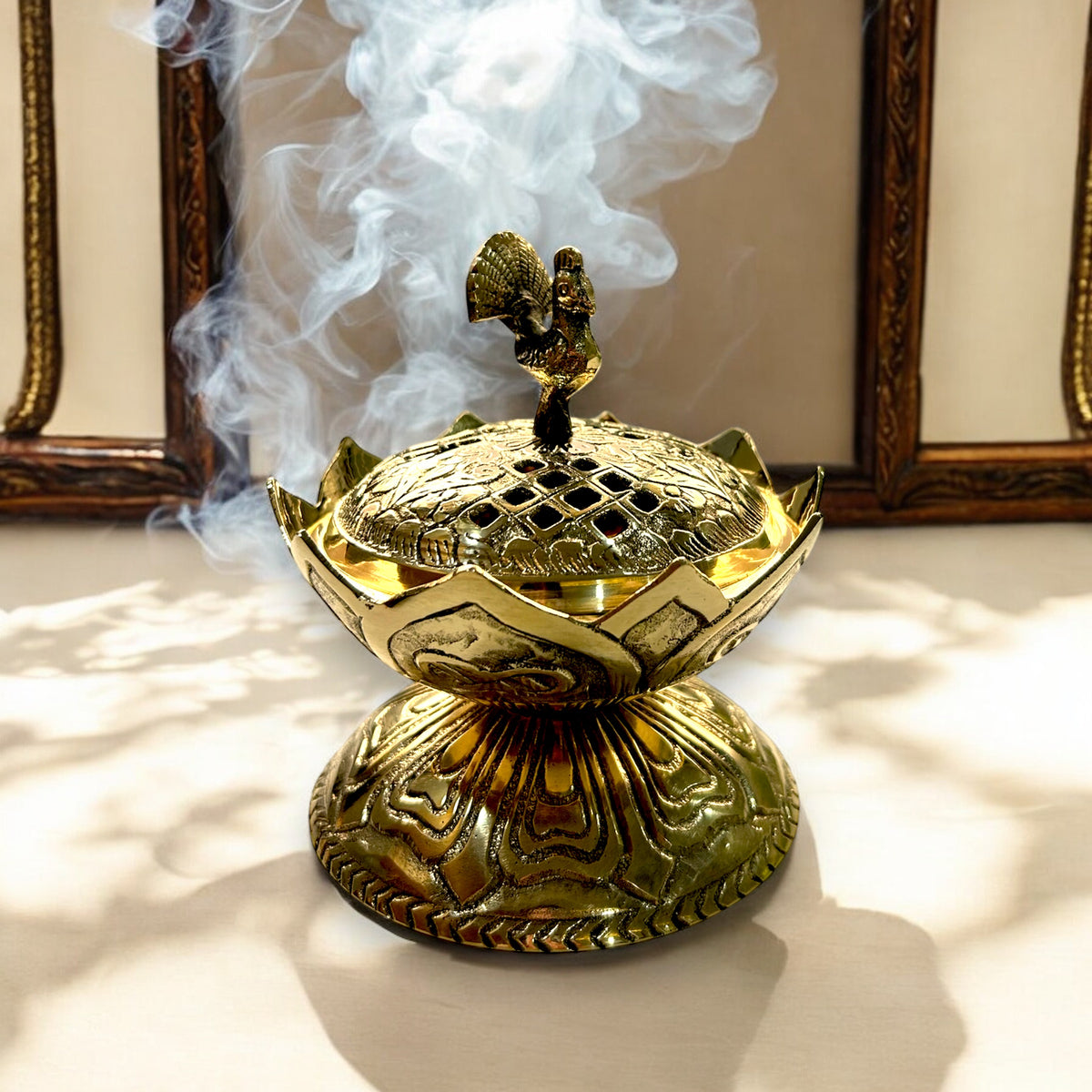 Sacred Lotus Brass Incense Burner