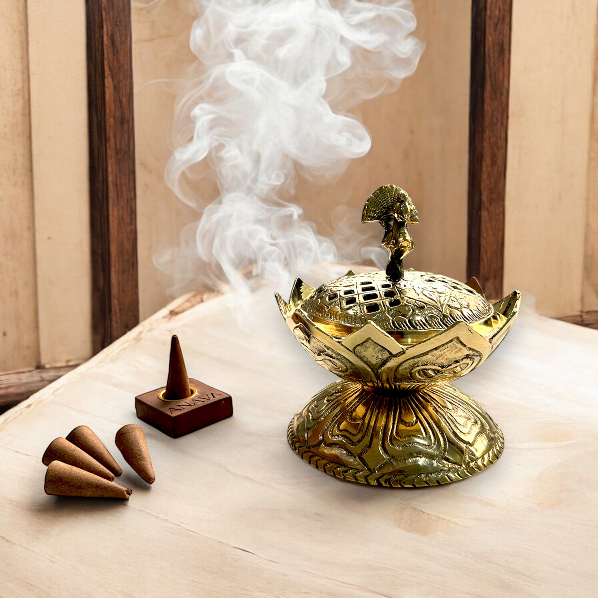 Sacred Lotus Brass Incense Burner