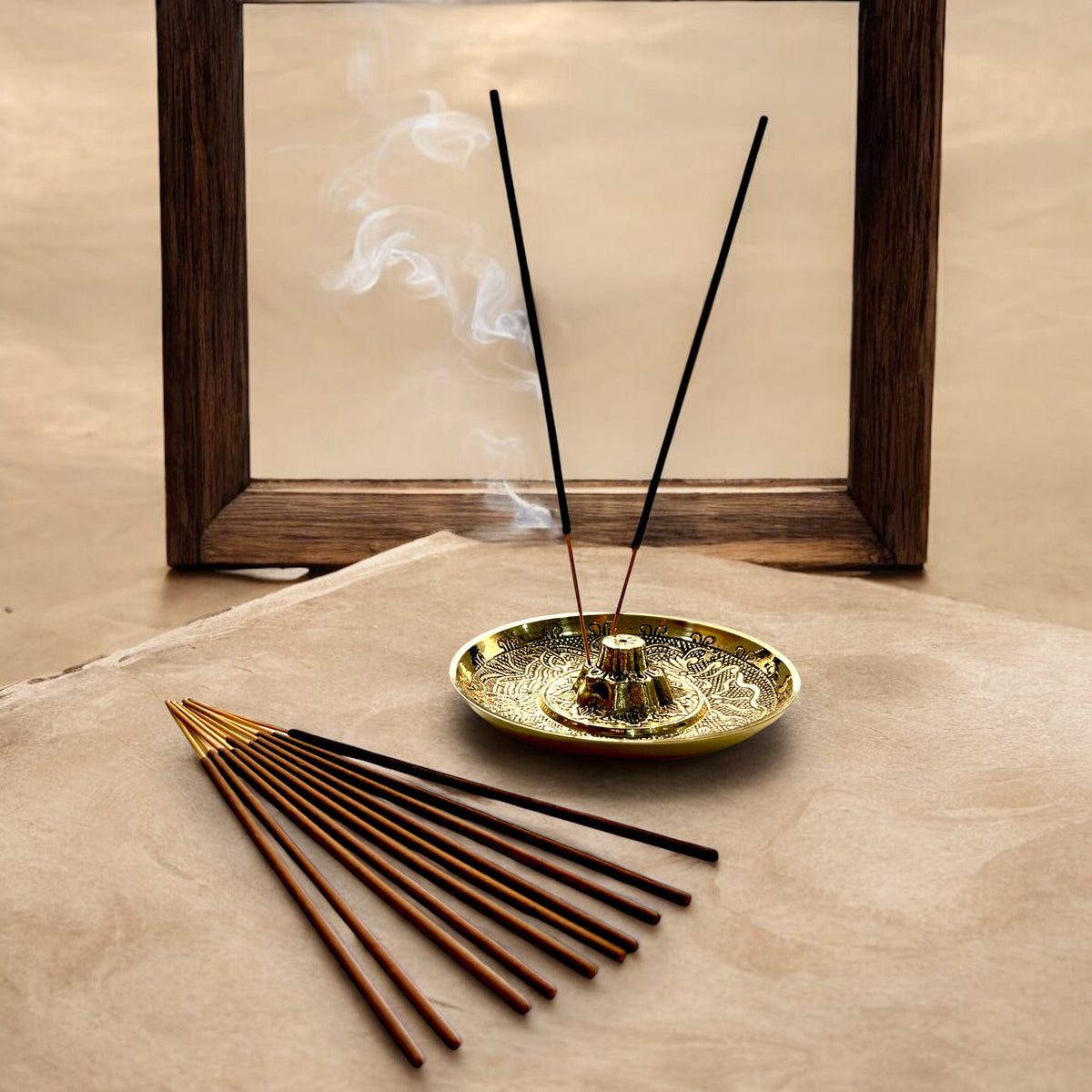 Floral Brass Incense Holder